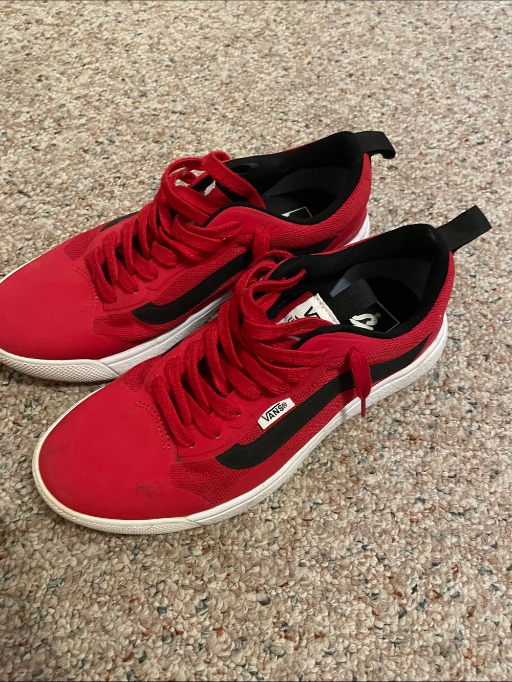 Vans Men’s Red and Black Low-Top Skate Sneakers